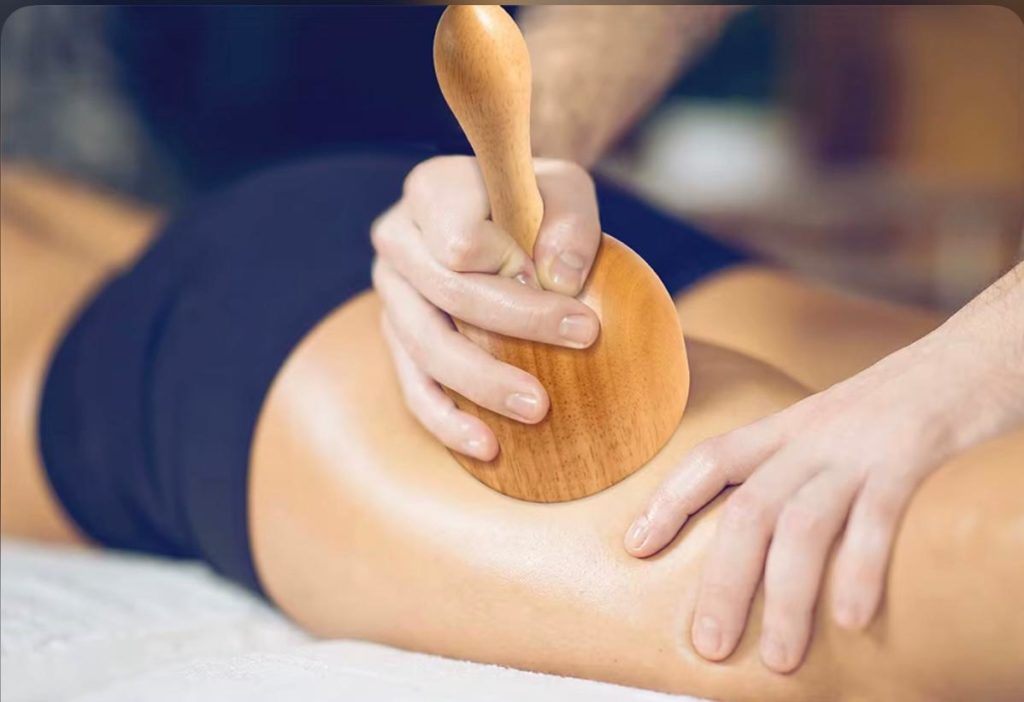 Wooden cupping massage for body sculpture